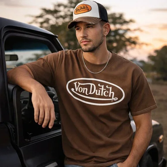 Von Dutch NWT Brown Logo Tee | Archive Y2K Streetwear |  L - Picture 11 of 12